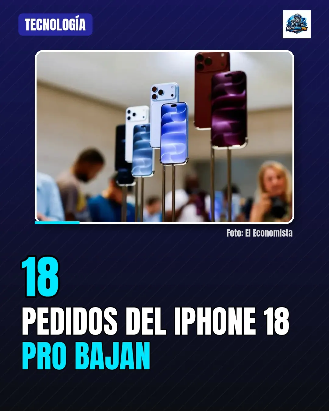 Pedidos del iPhone 18 Pro bajan
