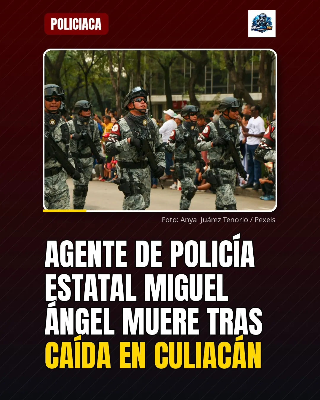Agente de Policía Estatal Miguel Ángel muere tras caída en Culiacán