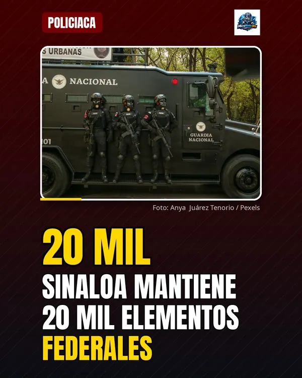 Sinaloa mantiene despliegue de más de 20 mil elementos federales