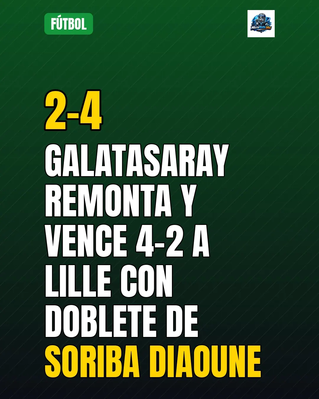 Galatasaray remonta y vence 4-2 a Lille con doblete de Soriba Diaoune
