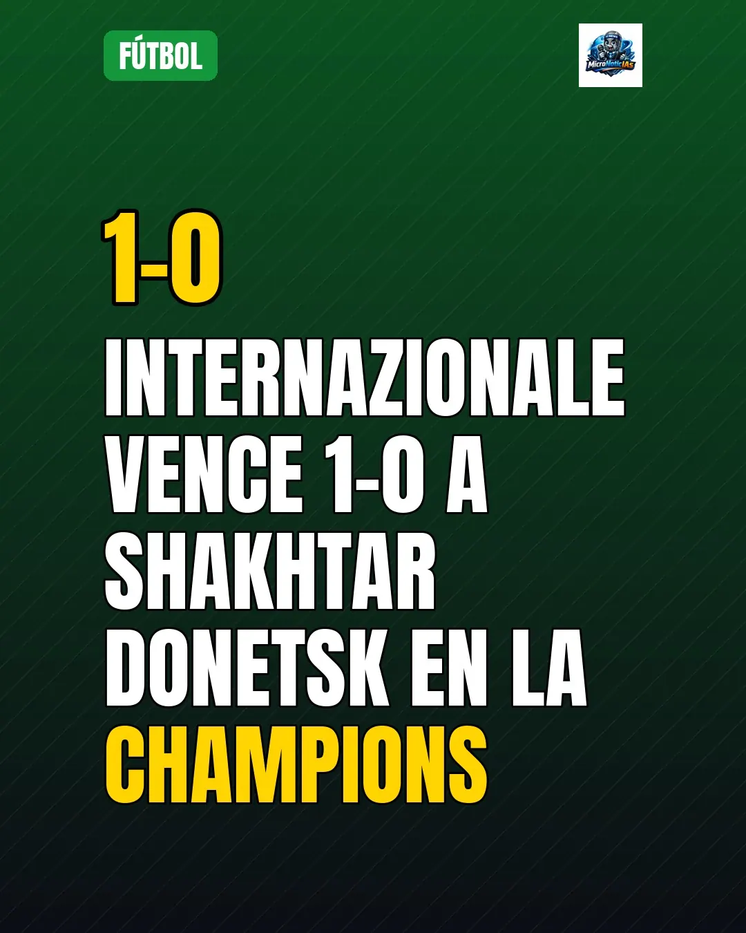 Internazionale vence 1-0 a Shakhtar Donetsk en la Champions