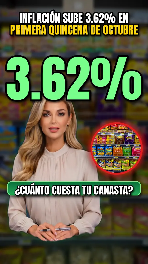 Inflación sube 3.62% en primera quincena de octubre
