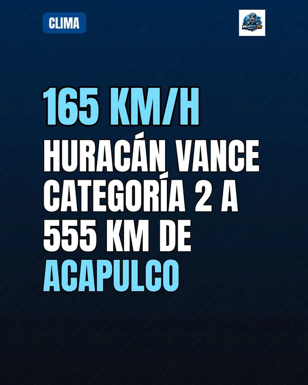 Huracán Vance categoría 2 a 555 km de Acapulco