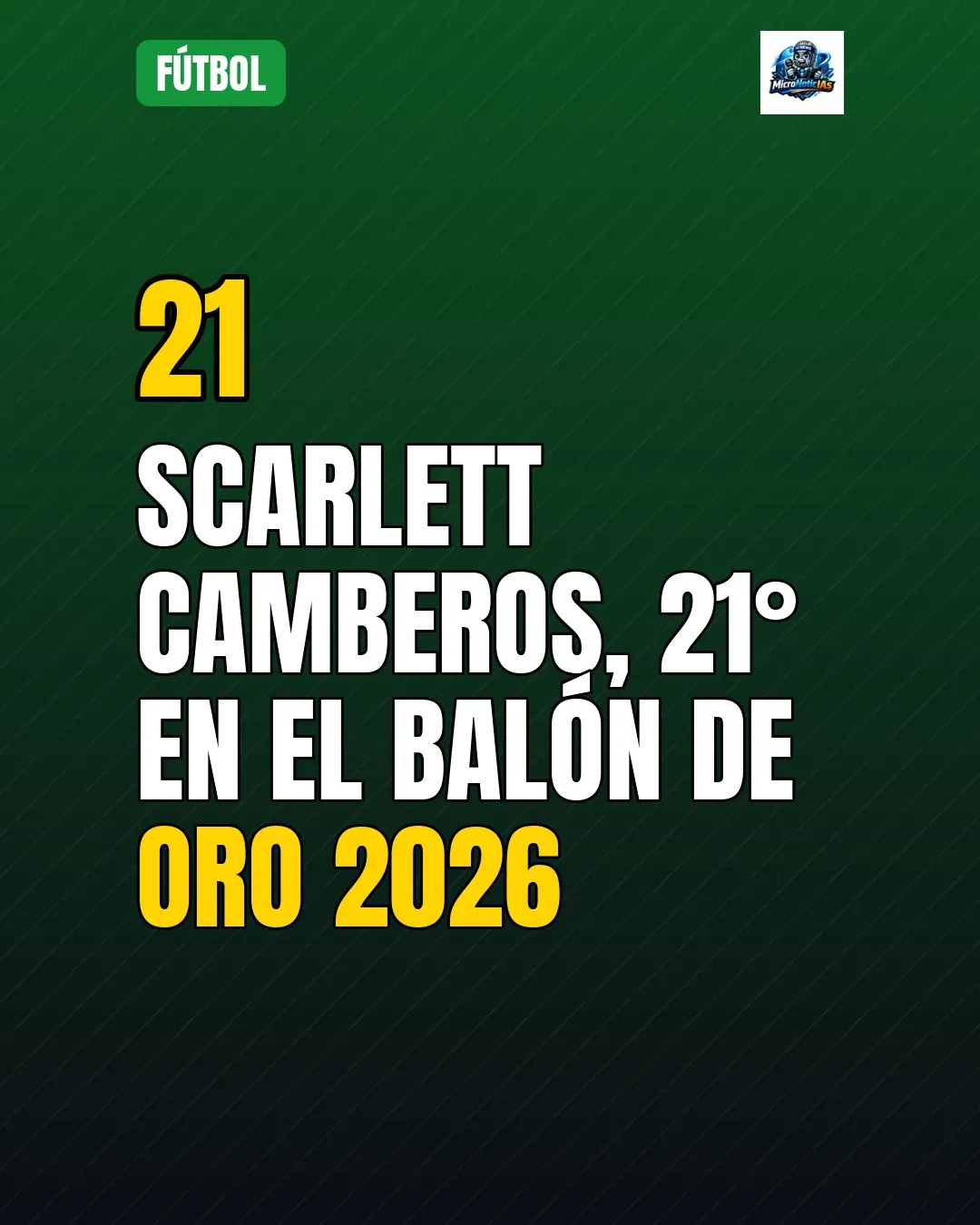 Scarlett Camberos, 21° en el Balón de Oro 2026