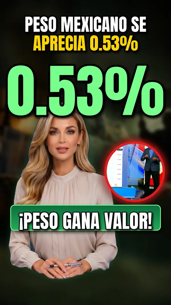 Peso mexicano se aprecia 0.53% frente al dólar